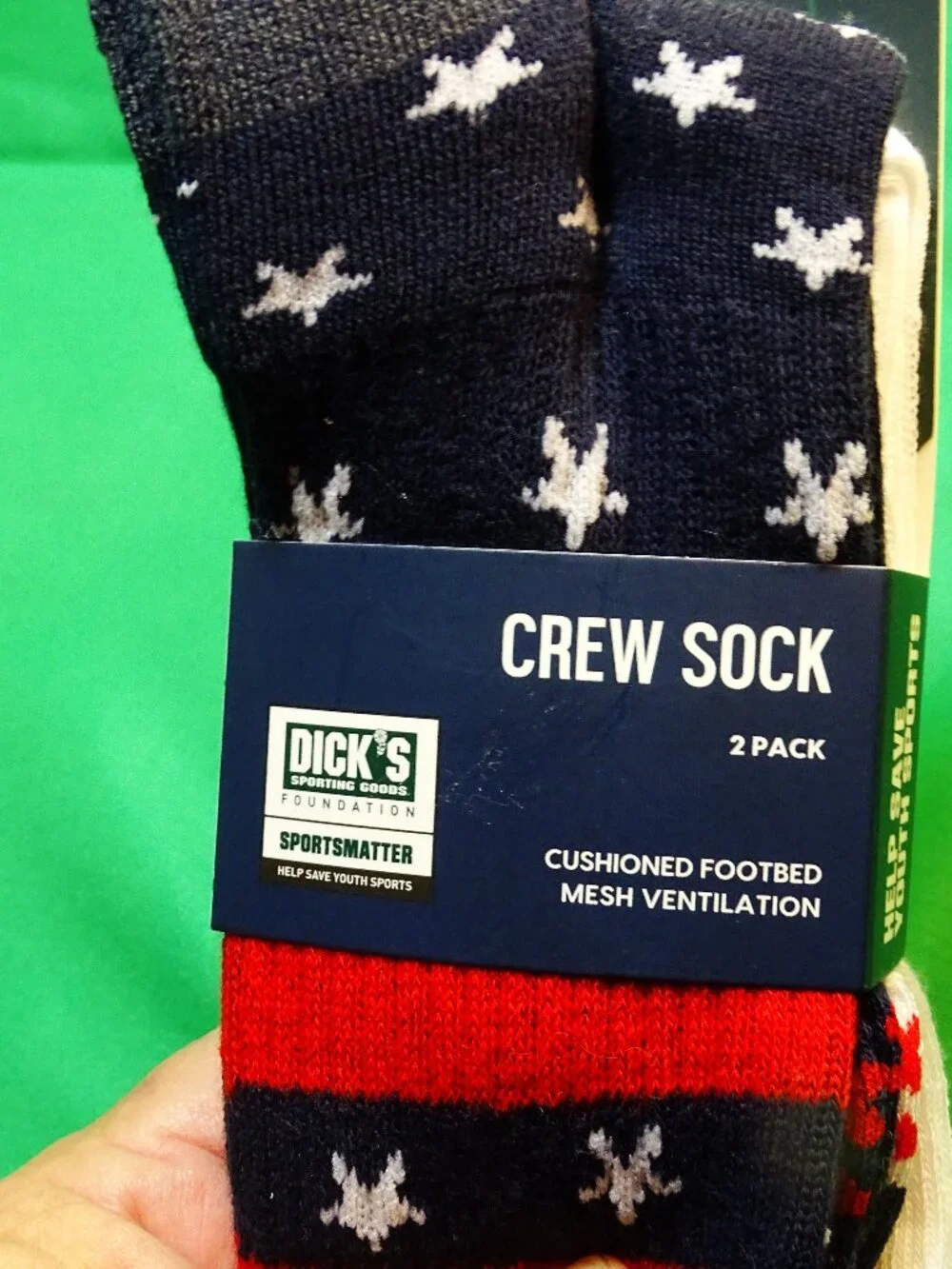 Package of 2 New Patriotic Crew Socks Women 5-10 Men 4-8